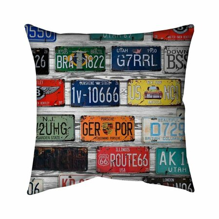 FONDO 20 x 20 in. Number Plates-Double Sided Print Indoor Pillow FO3337588